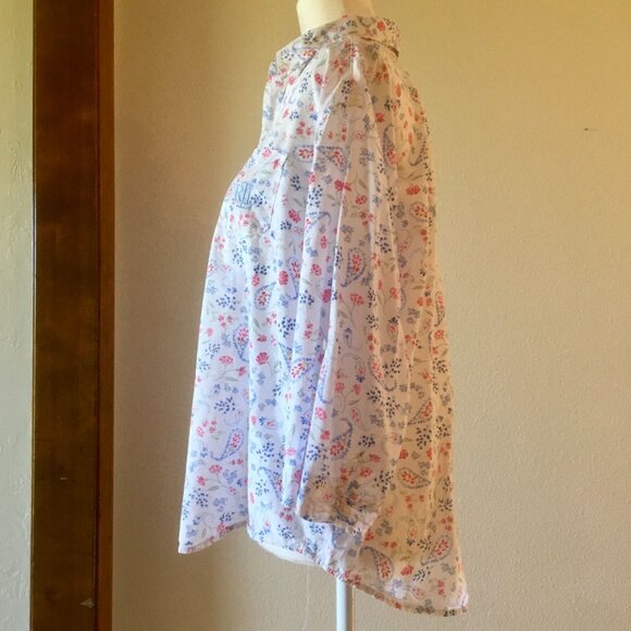 Lauren Ralph Lauren Floral Button Down Size L White Shirt Red and Blue Flowers - Picture 1 of 6